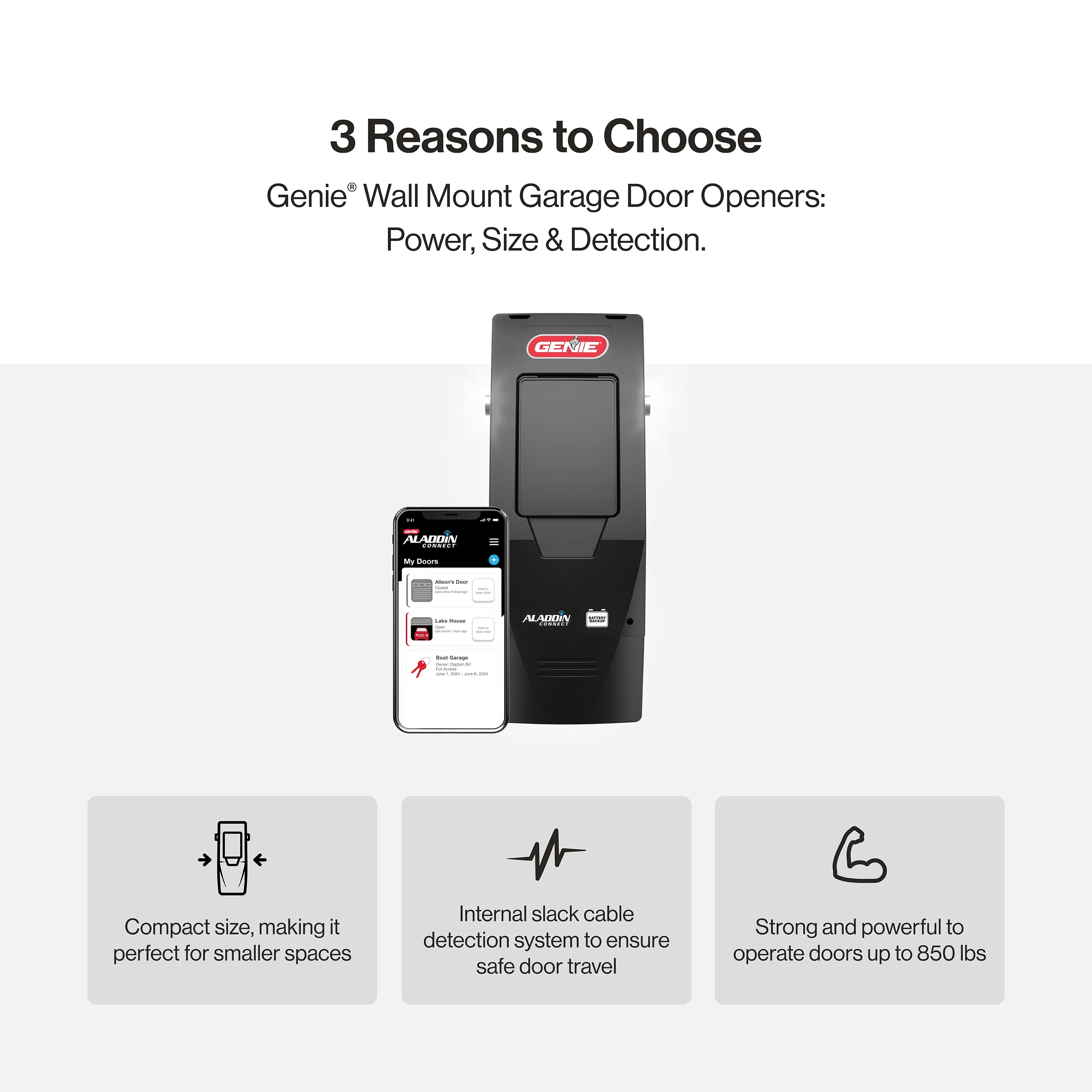 6072H-B Wall Mount Garage Door Opener With Battery Backup - Image 12